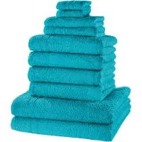 Bonprix Handdoek van katoen (10-dlg. set) maat 10-dlg. set bestaande uit wasdoekje: 30/30 cm, gastendoekje 30/50 cm: 30/50 cm, handdoek 50/100 cm: 50/100 cm, douchelaken: 70/140 cm