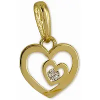 New Bling 9NBSAM-G210468 Gouden Hanger - Dames - Hartje - Zirkonia - 7,6 x 7,7 mm - 14 Karaat - Goud