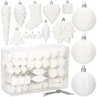 Springos Kerstballen - - 72 stuks - Kunststof - Wit - 8 cm