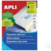 APLI 01290 Witte Etiketten - 100x12 stuks - Formaat 70x67,7mm - Rechte Hoeken