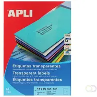 APLI Transparante etiketten formaat 210 x 297 mm (b x h) 100 stuks 1 per blad doos van 100 blad