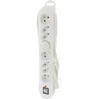 Exin Stekkerdoos 8-voudig - 4x Euro en 4x Penaarde Stopcontact - Thermische Beveiliging - Vinyl Snoer 3 m - 3x1.5 mm - Spatwaterdicht - Kindvriendelijk - Max. 3500 Watt - Wit
