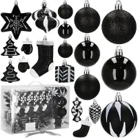 Springos Kerstballen 77 Stuks Zwart