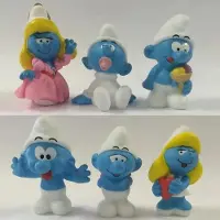 Plastoy 6 Smurfen badspeeltjes in plastic ei verpakt (figuurtjes +/- 6 cm)