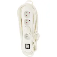 Exin Stekkerdoos 4-voudig - Met Penaarde - Spatwaterdicht - Kindvriendelijk - Geschikt voor Buitengebruik - Vinylkabel 5 m - 3 x 1,5 mm² - Max. 3500 Watt - Kunststof - Wit