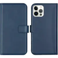 Selencia Echt Leren Bookcase voor de Apple iPhone 12 (Pro) - Blauw