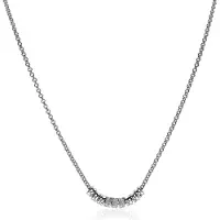 Zinzi Mart Visser by zilveren ketting 45cm met 9 ronde schakels, waarvan 3 volbezet met witte zirconia's MVC22