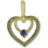 New Bling 9NBSAM-G210524 Gouden Hangertje - Dames - Hartje - Zirkonia - 11,1 x 11,4 mm - 14 Karaat - Goud