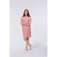 Woody slaapkleed meisjes/dames - roze met sterren all-over print - 212-2-YDE-V/949 - maat S