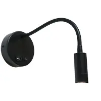Artdelight Bedlampje Flex Zwart Met Usb Aansluiting