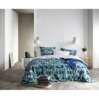 De Witte Lietaer Dekbedovertrek Checkered Sea Green Percal-140 x 200 / 220 cm | 1-Persoons