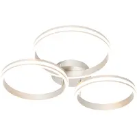 QAZQA Plafondlamp staal incl. LED 3-staps dimbaar 3-lichts - Navara
