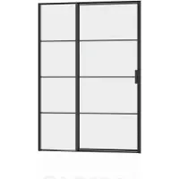 Guido Gusto Douchedeur met vast paneel voor nis 140x200cm 6mm Nano glas mat zwart serie Rafaella
