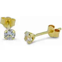 New Bling 9NBG-0417 Gouden Oorknopjes - Dames - Zirkonia - 3 mm Doorsnee - 14 Karaat - Goud