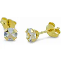 New Bling 9NBG-0418 Gouden Oorknopjes - Dames - Zirkonia - 4 mm Doorsnee - 14 Karaat - Goud