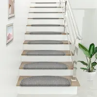 En.casa Trapmat set afgerond zelfklevend 15 stuks lichtgrijs