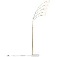 QAZQA Design vloerlamp messing met opaal glas 5-lichts - Sixties Marmo