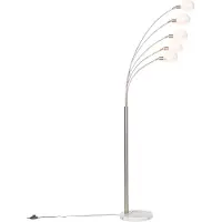 QAZQA Design vloerlamp staal met opaal glas 5-lichts - Sixties Marmo