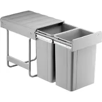 NABER Big Double. Vuilnisbak, aluminium grijs. - Prullenbak