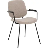 Goossens Eetkamerstoel Hjalmar wit stof leuning, modern design