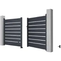 Vente-Unique.nl Gemotoriseerde antraciete poort in aluminium PRIMO - L300xH158cm + Motor RIVE