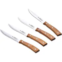 Bergner Set 4 Chuleteros Knives Stainless Steel Acacia Bruin