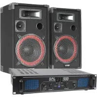 Skytec MaxiAxi DJ PA Luidspreker en Versterker combinatie 500W