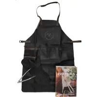Hide & Stitches Hide en Stitches BBQ Essentials: Lederen Schort + Want + Tang Zwart