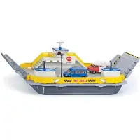 Siku 1750, Autoveerboot, 1:50, metaal/kunststof, incl. 2 speelgoedauto's, geel/grijs, kan drijven, beweegbare oprijplaten