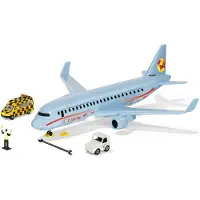 Siku 5402, Passagiersvliegtuig met accessoires, kunststof, incl. "Follow me"-voertuig (metaal/kunststof), lichtblauw, vele functies