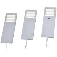 Paul Neuhaus Helena LED meubelverlichting, 19 x 7 cm, set van 3, sensor, metaal, alu / grijs / zink, Keuken, Aluminium, Modern, kastverlichting