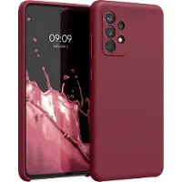Kwmobile telefoonhoesje geschikt voor Samsung Galaxy A52 / A52 5G / A52s 5G - Hoesje met siliconen coating - Smartphone case in rabarber rood