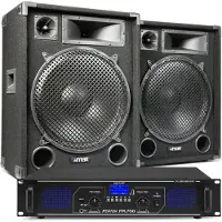 Fenton DJ geluidsinstallatie met Bluetooth - MAX15 DJ luidsprekers + Bluetooth versterker combinatie - 2000W