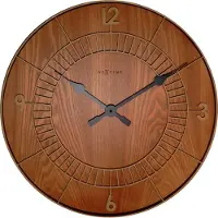 Nextime Wood Square - Klok - Rond - Hout -  50 cm - Bruin
