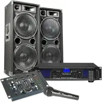 Max MAX212 DJ set met o.a. speakers, versterker en mixer - 2800W
