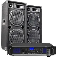 Fenton DJ geluidsinstallatie met Bluetooth - MAX210 DJ luidsprekers + Bluetooth versterker combinatie - 2000W