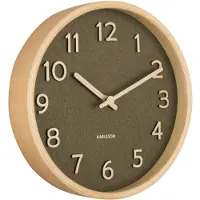 Karlsson Wandklok Pure hout | hout groen 22x22x4.5 cm wandklokken | NADUVI