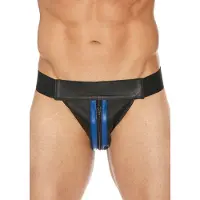 Ouch! Gestreepte voorkant Lederen Jock Strap met rits