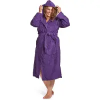 Badrock Dames badjas paars - badstof katoen - capuchon - maat XS