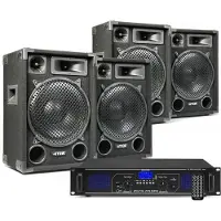 Fenton DJ geluidsinstallatie met Bluetooth - 4x MAX12 DJ luidsprekers + Bluetooth versterker combinatie - 2800W