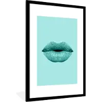 PosterMonkey Fotolijst incl. Poster - Lippen - Pastel - Blauw - 80x120 cm - Posterlijst