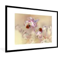 PosterMonkey Fotolijst incl. Poster - Bloemen - Bloemblaadjes - Lieveheersbeestje - 120x80 cm - Posterlijst