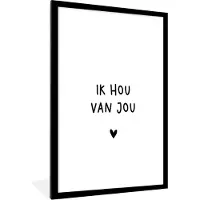PosterMonkey Fotolijst incl. Poster - Quotes - Ik hou van jou - Spreuken - 80x120 cm - Posterlijst
