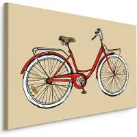 Karo-art Schilderij - Rode Fiets op Gele Achtergrond, Premium Print