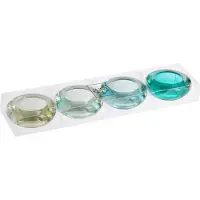 J-Line Doos 4 Theelichthouder Laag Glas Munt Mix Transparant 27X3X7Cm