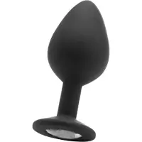 Ouch! Siliconen butt plug Zwart Large met diamant