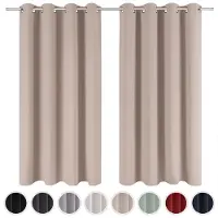 Blumtal Gordijnen Set van 2- Verduisterend Gordijn Kant en Klaar - Blackout Gordijnen - 117 x 138 cm - Taupe