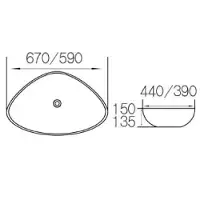 Wiesbaden Waskom elite 59x39x13.5 cm porselein wit