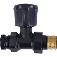 Riko radiator-ventiel+adaptor 15mm 1/2 recht vernikkeld mat-zwart
