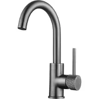 Wiesbaden Ribbd wastafelkraan met draaibare uitloop gunmetal